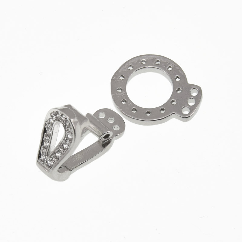 Застібка, 22х11,5 мм, Латунь, Стійке покриття, Куб. цирконій (ZAM-060843)