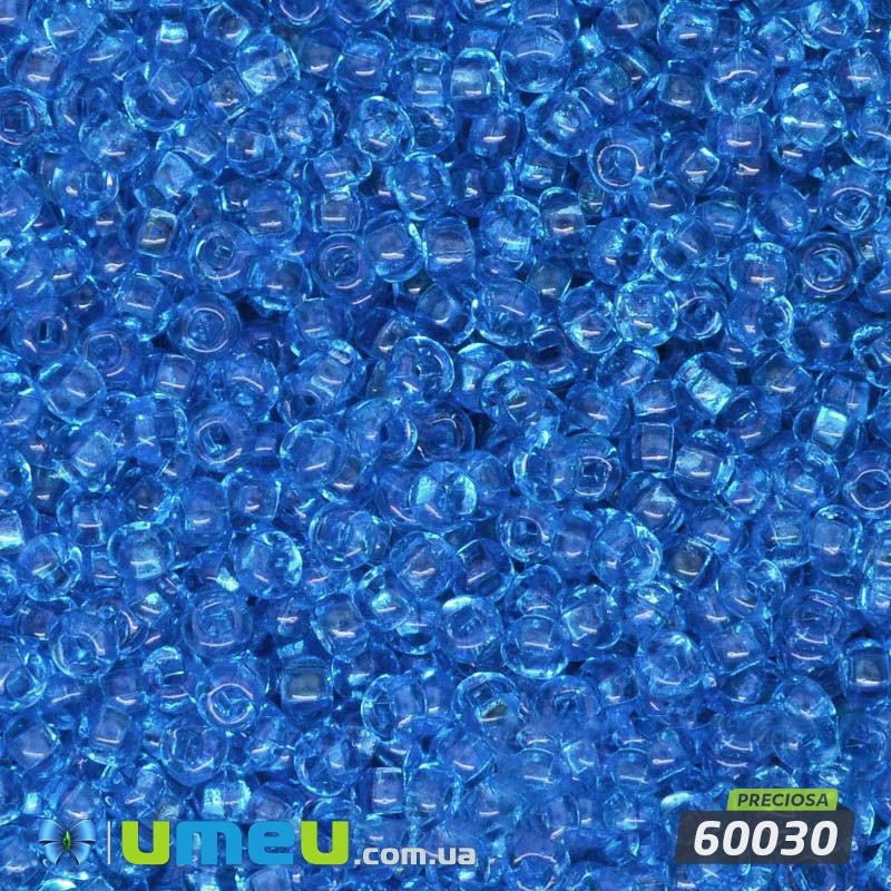 Бісер чеський 11/0, №60030, Блакитний, Прозорий (BIS-044458)