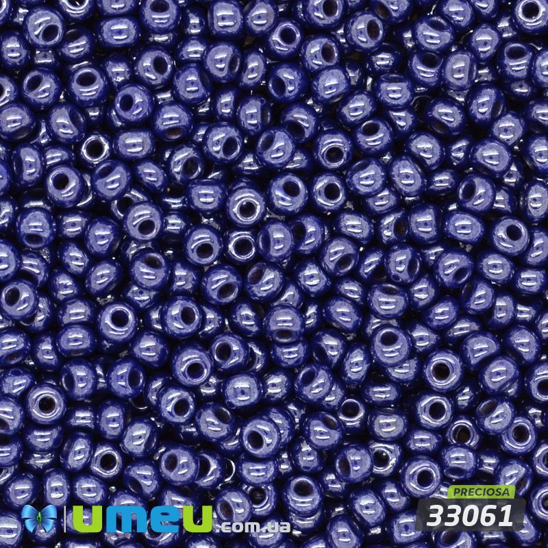 Бісер чеський №874/33061, Синій, Перламутровий, 10/0 (BIS-047759)