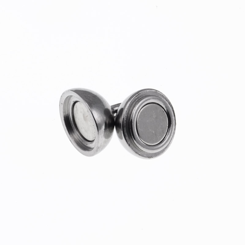 Замок магнітний з нерж. сталі круглий, 16,5х10 мм, Темне срібло (STL-055643)