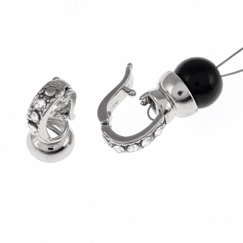 Застёжка, 15х9 мм, Темное серебро, Стразы стеклянные (ZAM-055450)