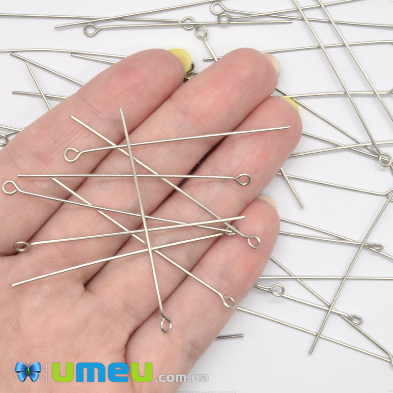 Булавки із нерж. сталі, 50 мм, Темне срібло (STL-056223)