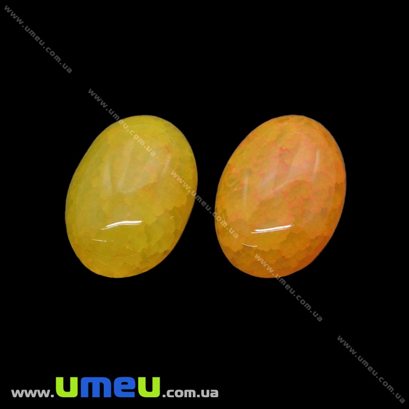 Кабошон нат. камінь Агат Краклє жовтий, Овал, 25х18 мм (KAB-036128)