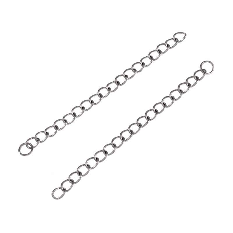 Ланцюг-подовжувач з нерж. сталі з кільцем, 4,5-5 см, Темне срібло, 4х3 мм (ZEP-055298)