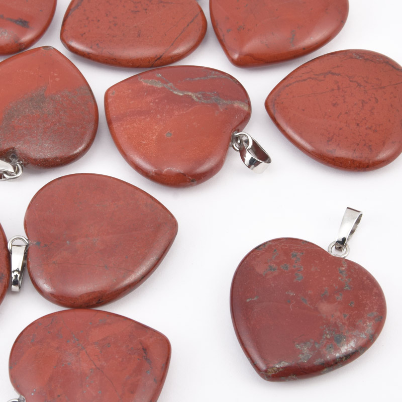 Подвеска Сердце, Натур. камень Яшма красная, 25х25 мм (POD-058552)