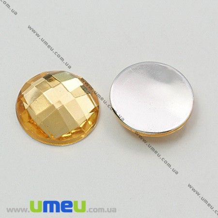 Кабошон пластиковий, Круглий гранований, 12 мм, Бежевий (KAB-012496)