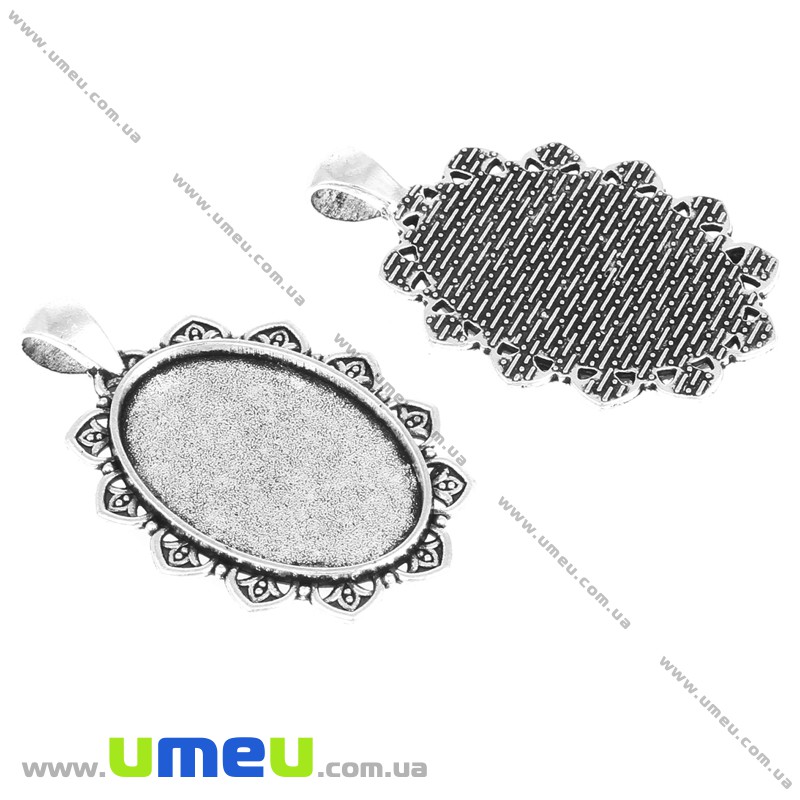 Основа овальная, 47х30 мм, 30х20 мм, Античное серебро (OSN-016860)