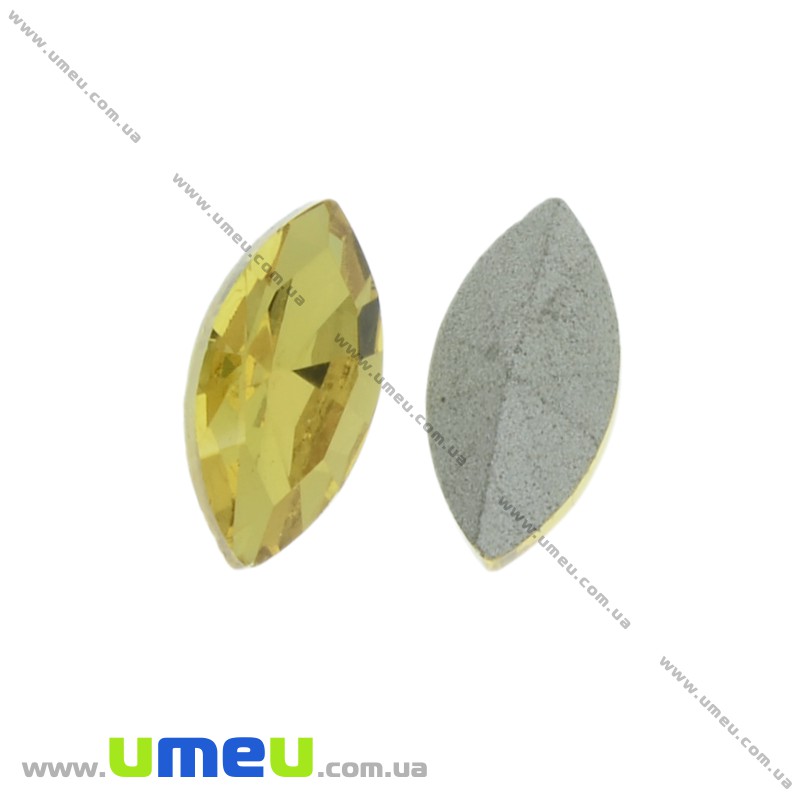 Ріволі скляний, Човник гранований, 10х5 мм, Жовтий (KAB-026030)