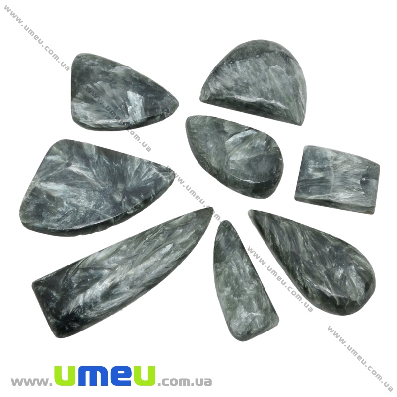 Кабошон нат. камень Серафинит, Прямоугольный, 15,5х12 мм (KAB-036151)