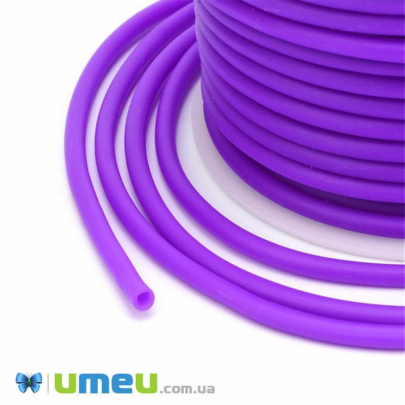 Шнур каучуковый полый, 3 мм, Сиреневый (LEN-040192)