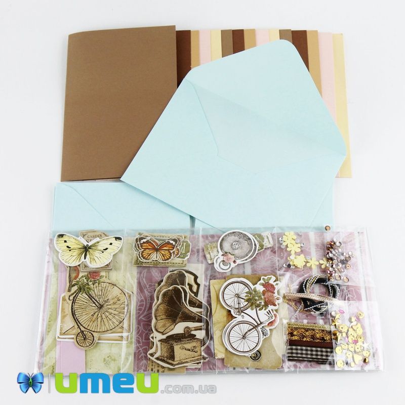 Набір скрапбукінгу для виготовлення 15-ти великих листівок з конвертами (DIF-032717)