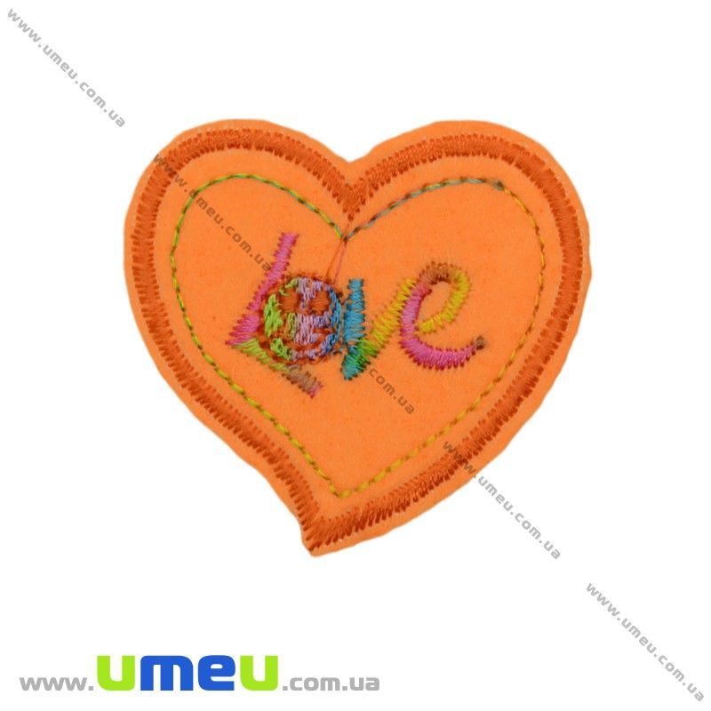 Термоаплікація Сердечко, 5х5 см, Помаранчева (APL-022259)