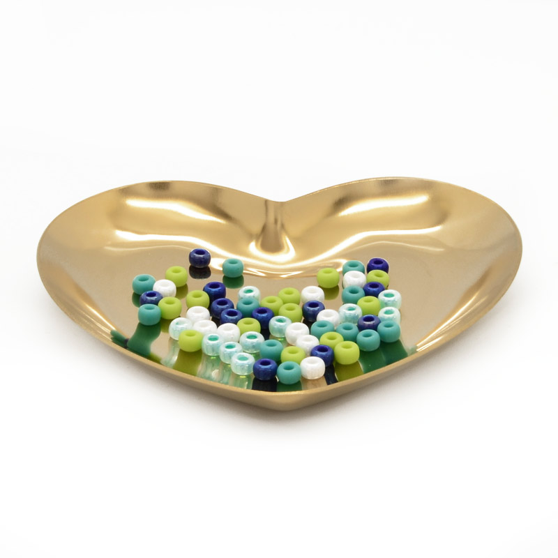 Декоративна тарілка із нерж. ст., 90х85х10 мм, Серце, Золото (INS-051979)