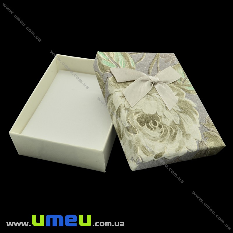 Подарункова коробочка Прямокутна з візерунком, 9х7х3 см, Сіра (UPK-023171)