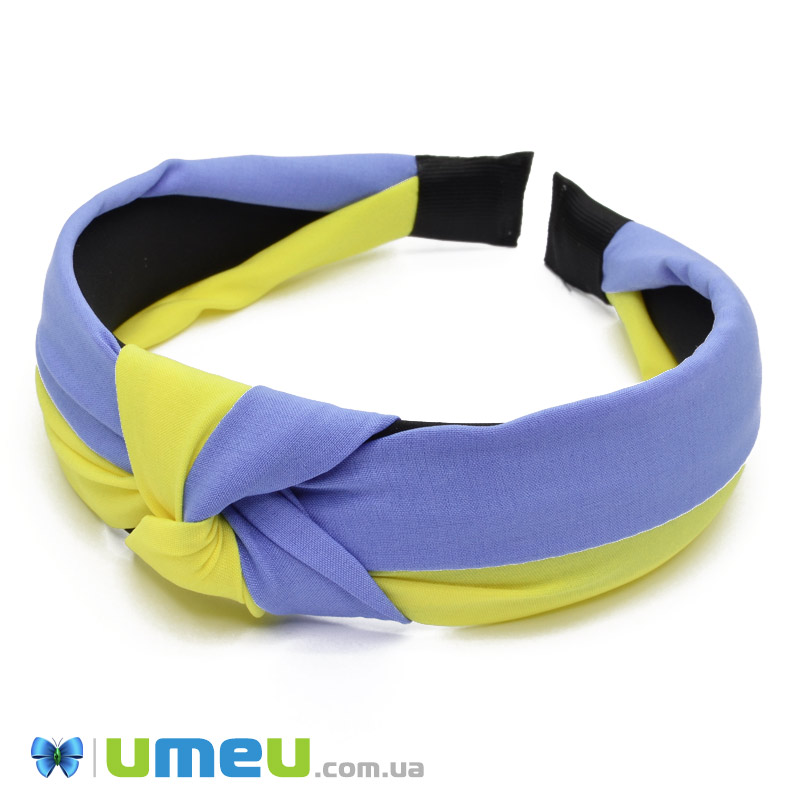 Обруч Чалма із вузлом тканина, 40 мм, Жовто-блакитний (OSN-048656)