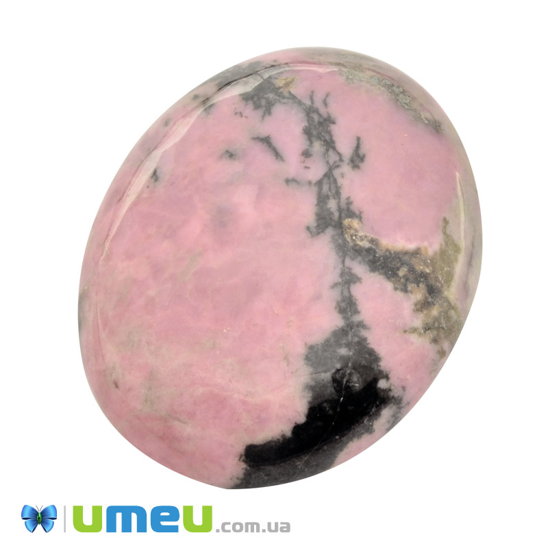 Кабошон нат. камінь Родоніт, Овал, 40,3 х30,1 мм (KAB-050544)