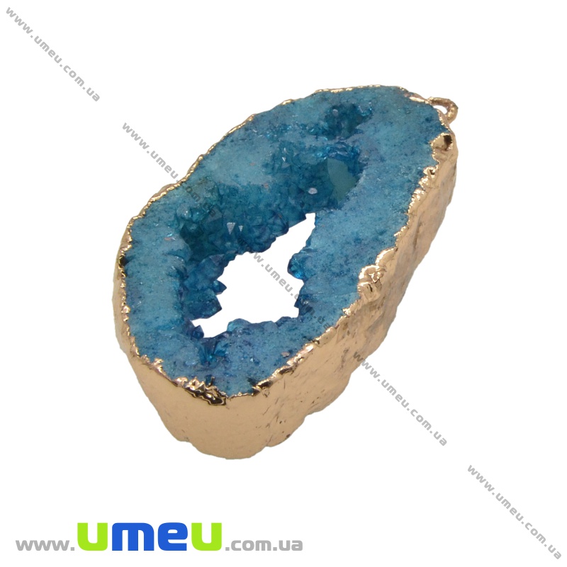 Подвеска из натурального камня, Друза агата, Голубая, 47х24 мм (POD-027047)