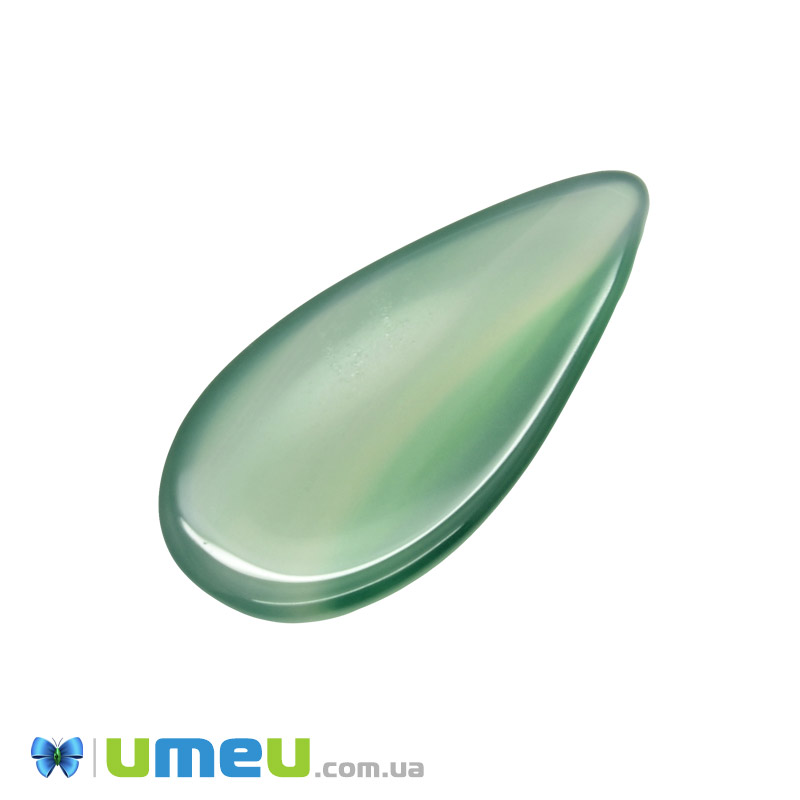 Кабошон нат. камень Агат зеленый, Капля, 28,5х14,6 мм (KAB-050677)