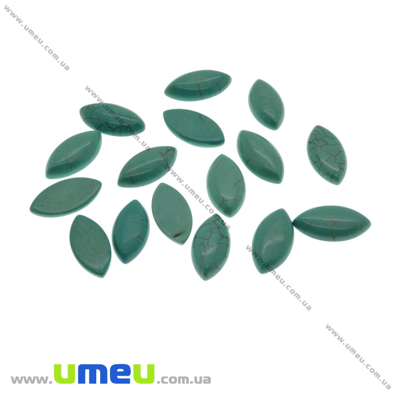 Кабошон нат. камень Бирюза (синт.), Лодочка, 21х10,5 мм (KAB-012673)