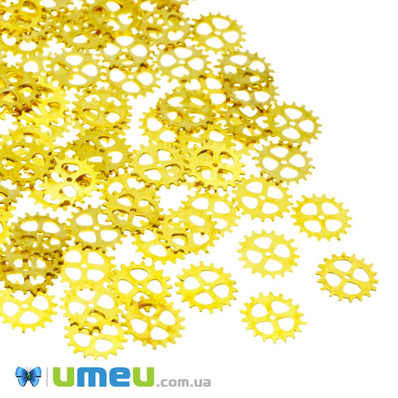 Декоративний елемент Шестерня, 4х4х0,1 мм, Золото (DIF-047139)