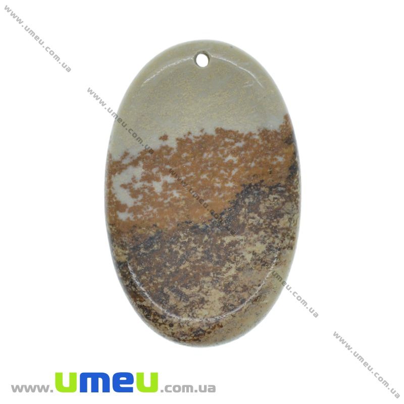 Підвіска з натурального каменю Яшма пейзажна, Овал, 54х35 мм (POD-031648)