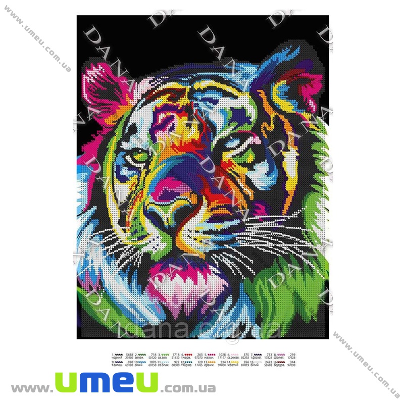 Схема для виш. бісером Dana, Райдужний тигр DANA-3449, 36х28 см (SXM-034534)