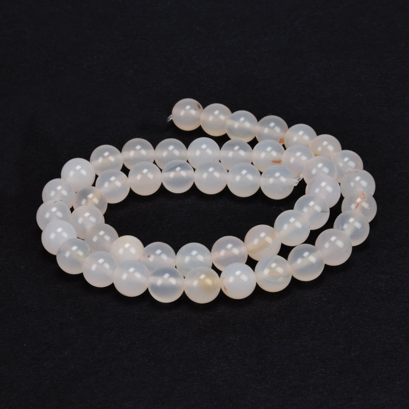 Намистини Агат білий, Натур. камінь, 8 мм, Круглі (BUS-056112)