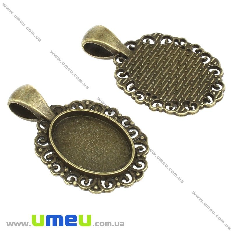 Основа овальна, 34х21 мм, 18х13 мм, Антична бронза (OSN-006498)