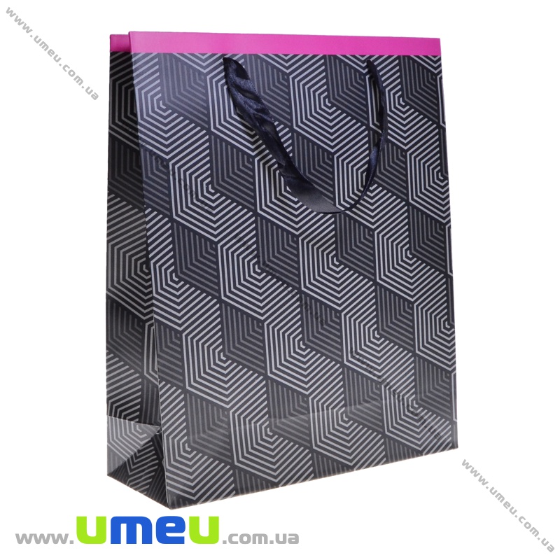 Подарунковий пакет, 32х26х10 см, Чорно-малиновий (UPK-035647)