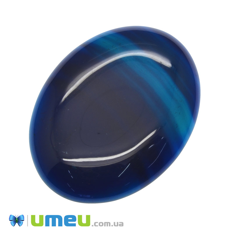 Кабошон нат. камінь Агат синій, Овал, 39,8 х29,6 мм (KAB-050608)