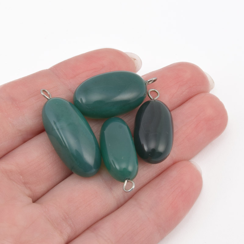 Підвіска Овал, Натур. камінь Агат зелений, 21-32 мм (POD-058626)