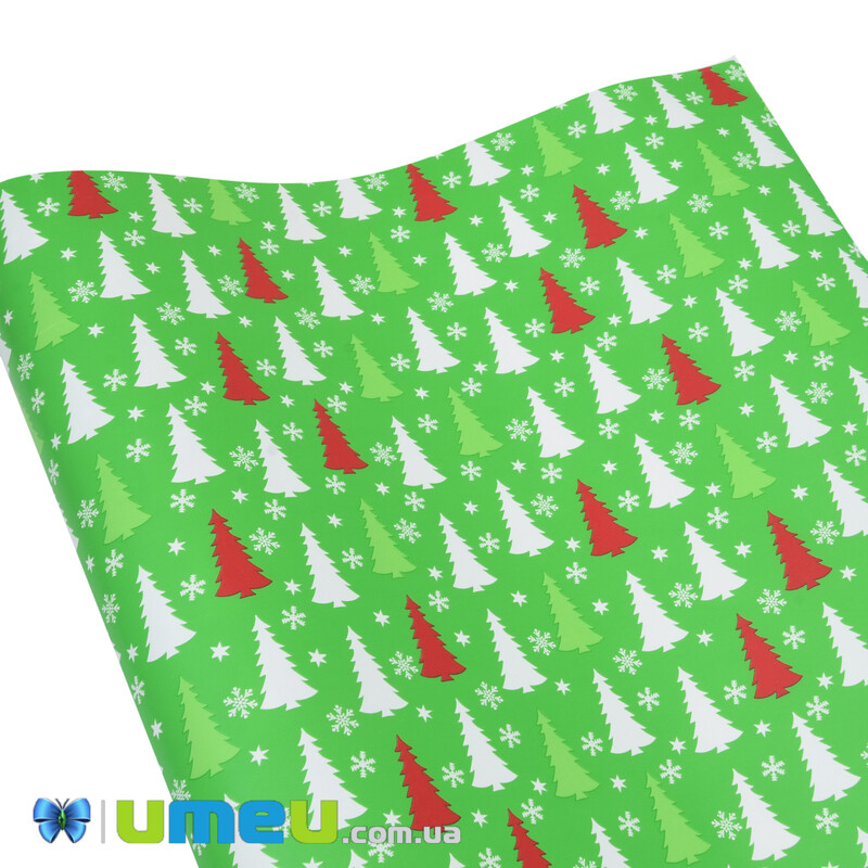Пакувальний папір Новорічний, Зелений, 76х100 см (UPK-043017)