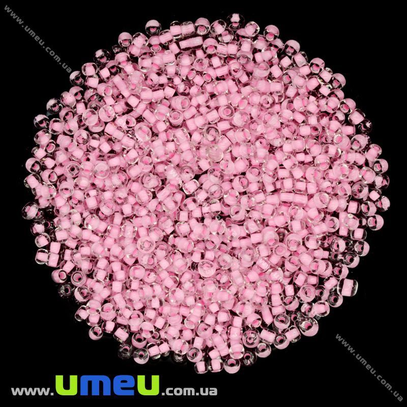 Бісер китайський середній, 8/0, Світло-рожевий забарвлений, 3 мм (BIS-009057)