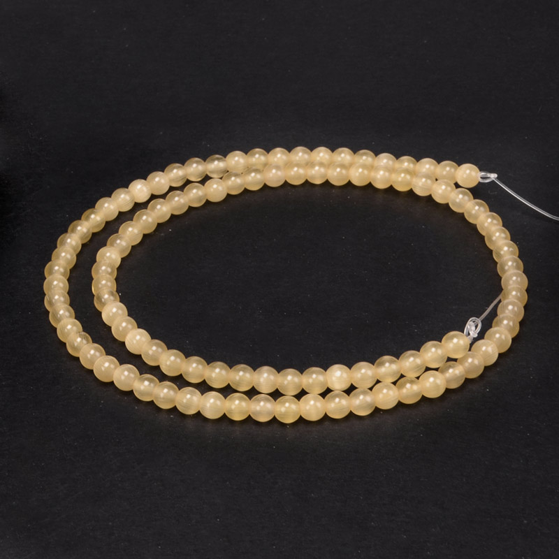 Бусины Кошачий глаз, Синт. камень, 4 мм, Желтые, Круглые (BUS-054277)