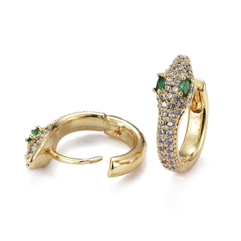 Серьги-кольца Huggie Позолота 18 kt со стразами куб. цирконий, 18х15х5,5 мм (OSN-053115)