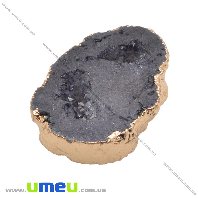 Підвіска з натурального каменю, Друза агату, Сіра, 51х31 мм (POD-009342)