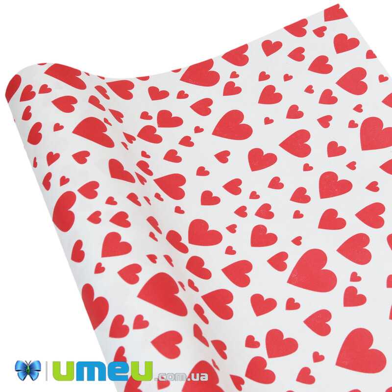 Пакувальний папір Серця, Білий, 70х100 см (UPK-043067)