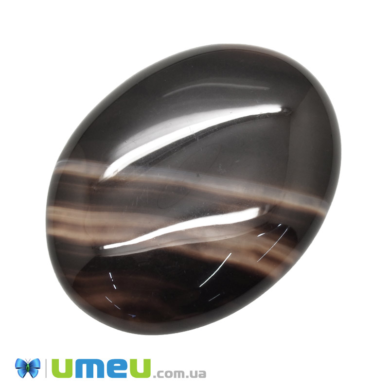 Кабошон нат. камінь Агат коричневий, Овал, 39,4 х29,6 мм (KAB-050617)