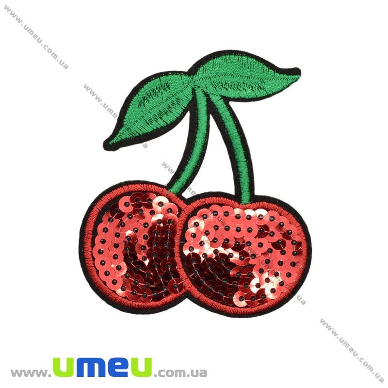 Термоаплікація з паєтками Вишеньки, 7х6,5 см (APL-022360)