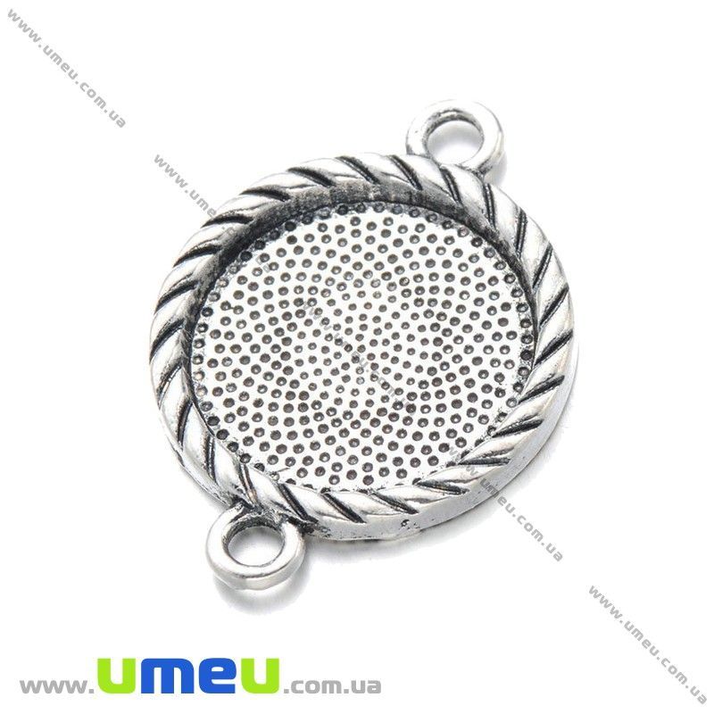 Основа-коннектор кругла, 33х24 мм, 20 мм, Античне срібло (OSN-028193)