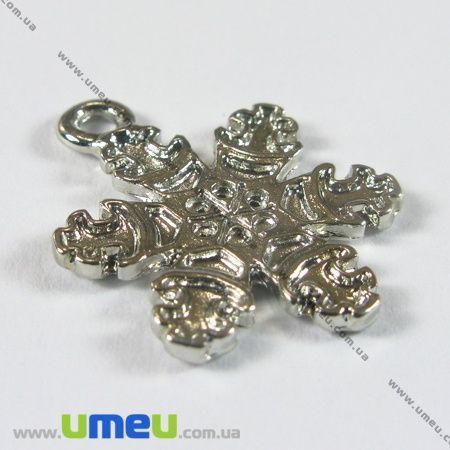 Підвіска метал. Сніжинка, 22х16 мм, Срібло (POD-001193)