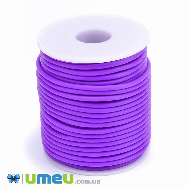 Шнур каучуковый полый, 3 мм, Сиреневый (LEN-040192)