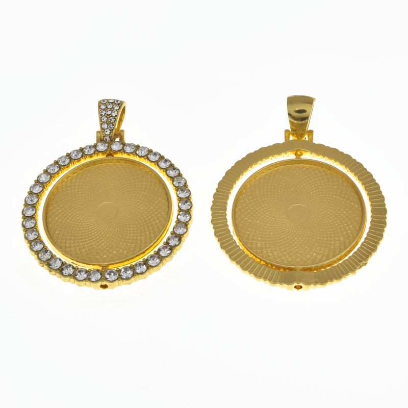 Основа круглая вращающаяся со стразами, 54х42 мм, 30 мм, Золото (OSN-059441)