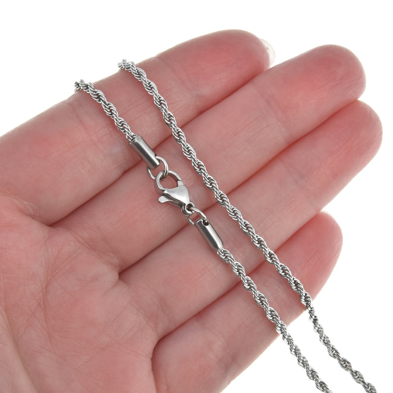 Основа на шию з нерж. ст., Темне срібло, 2 мм, 55 см (STL-058299)