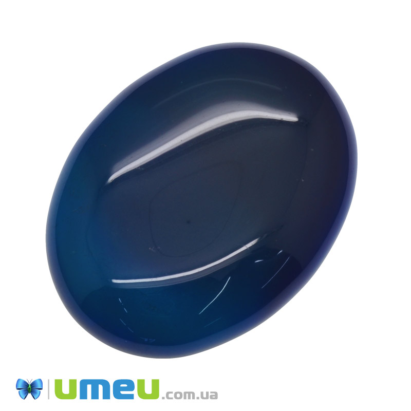 Кабошон нат. камінь Агат синій, Овал, 40,2 х30 мм (KAB-050594)