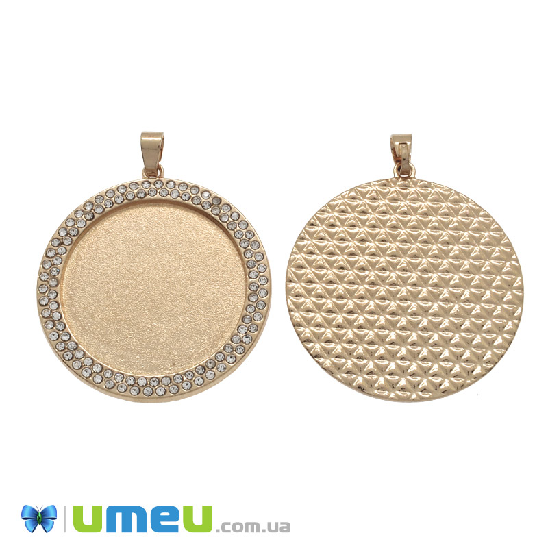 Основа кругла зі стразами, 47х38 мм, 29,8 мм, Золото (OSN-049496)