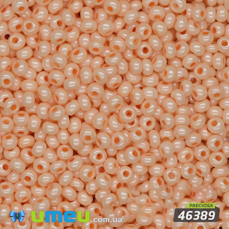 Бісер чеський №574 / 46389, Персиковий, Перламутровий, 10/0 (BIS-036560)