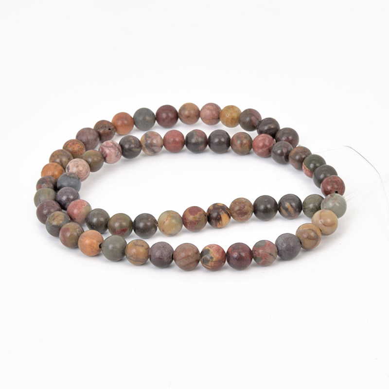 Намистини Яшма Пікассо, Натур. камінь, 6,5 мм, Круглі (BUS-058027)