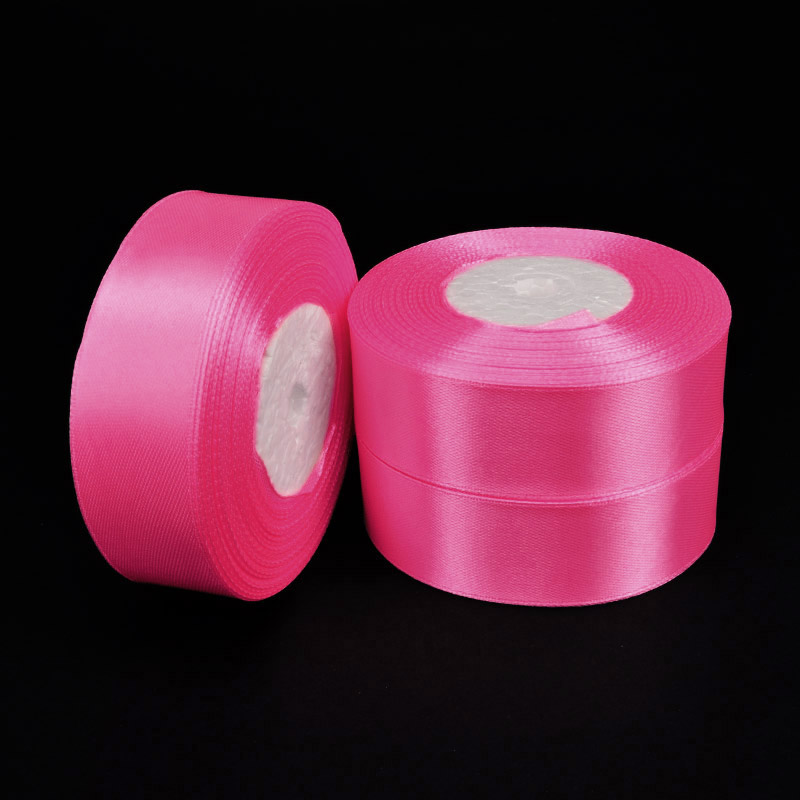 Атласна стрічка, 25 мм, Рожева яскрава (LEN-055245)