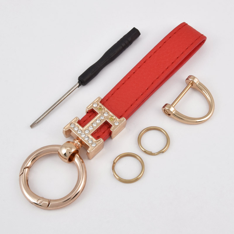 Брелок, 13х3 см, Червоний, Натуральна шкіра, Золото (OSN-058502)